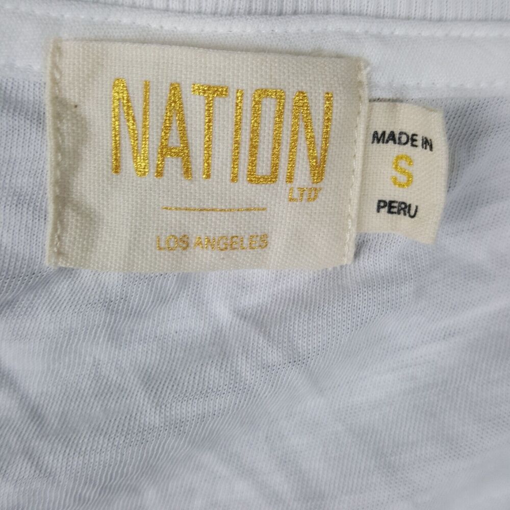 Nation LTD Women's White Square Neck Short Sleeve Cotton Top Size S - Picture 2 of 4